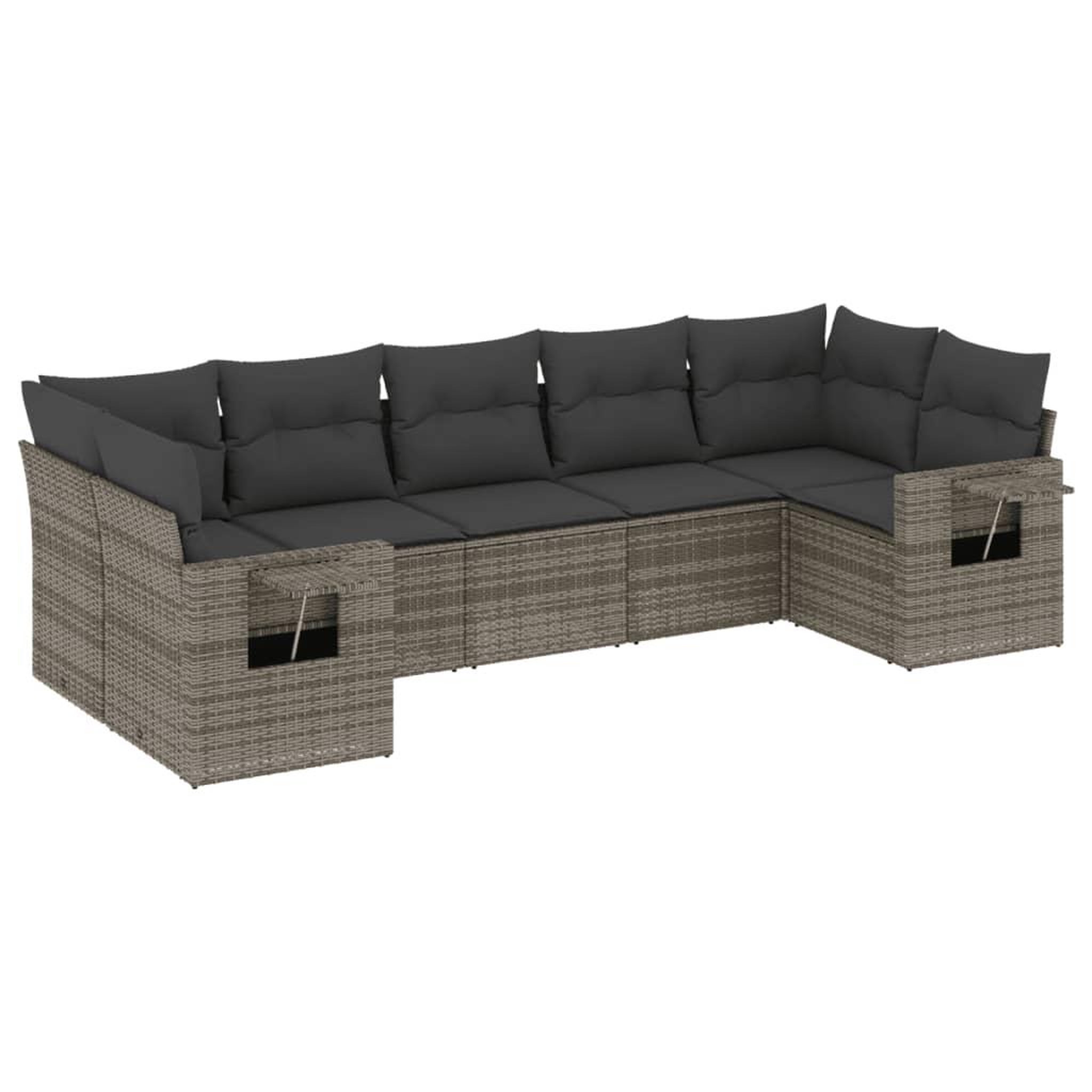 Voir la diapositive 2 : VIDAXL Salon de jardin avec coussins 7 pcs gris resine tressee