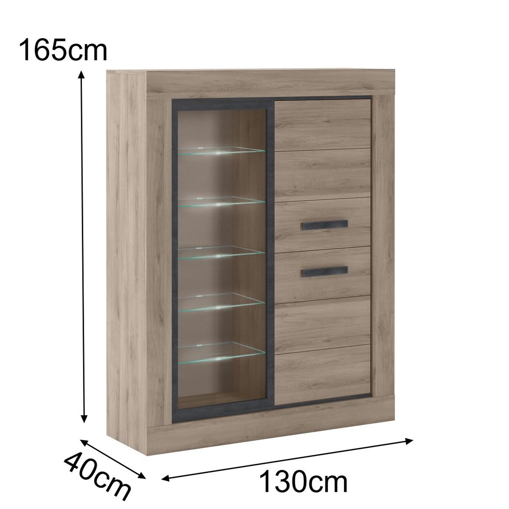 Voir la diapositive 5 : JLC KREATION Argentier-bar moderne avec LED en bois avec porte vitrée MOA