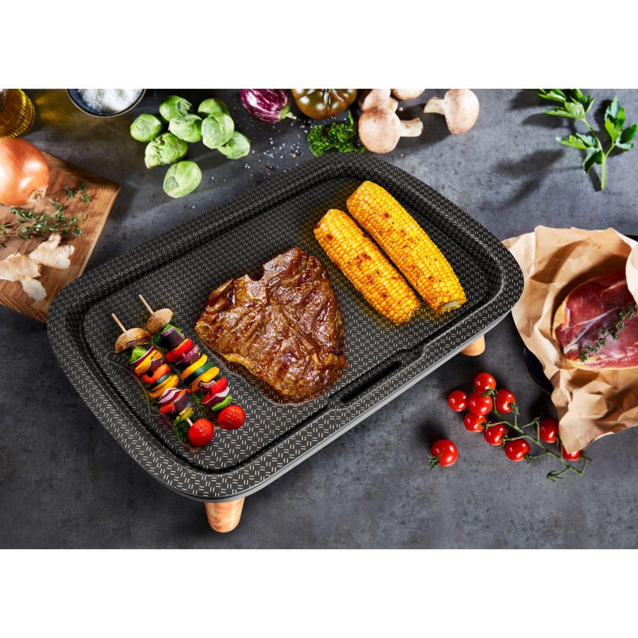 Voir la diapositive 5 : TEFAL Plancha électrique CB658P01 gris à poser, 46x30 cm