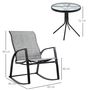Voir la diapositive 3 : OUTSUNNY Ensemble de jardin 3 pièces 2 fauteuils à bascule table basse plateau verre trempé acier époxy textilène gris