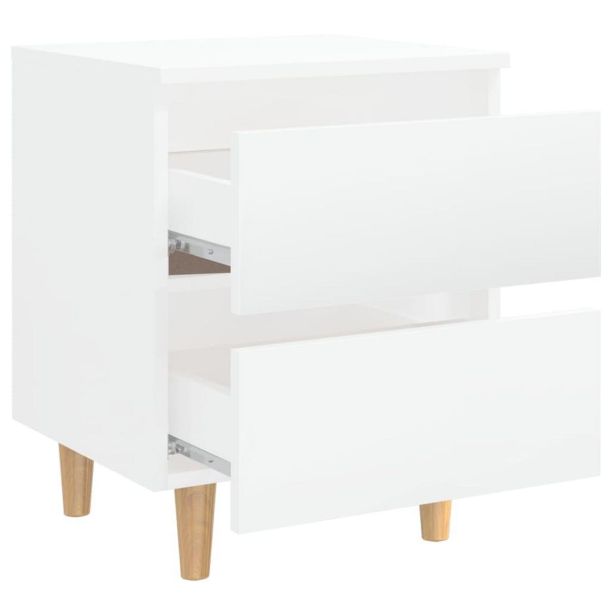 VIDAXL Table de chevet avec pieds en pin Blanc brillant 40x35x50 cm