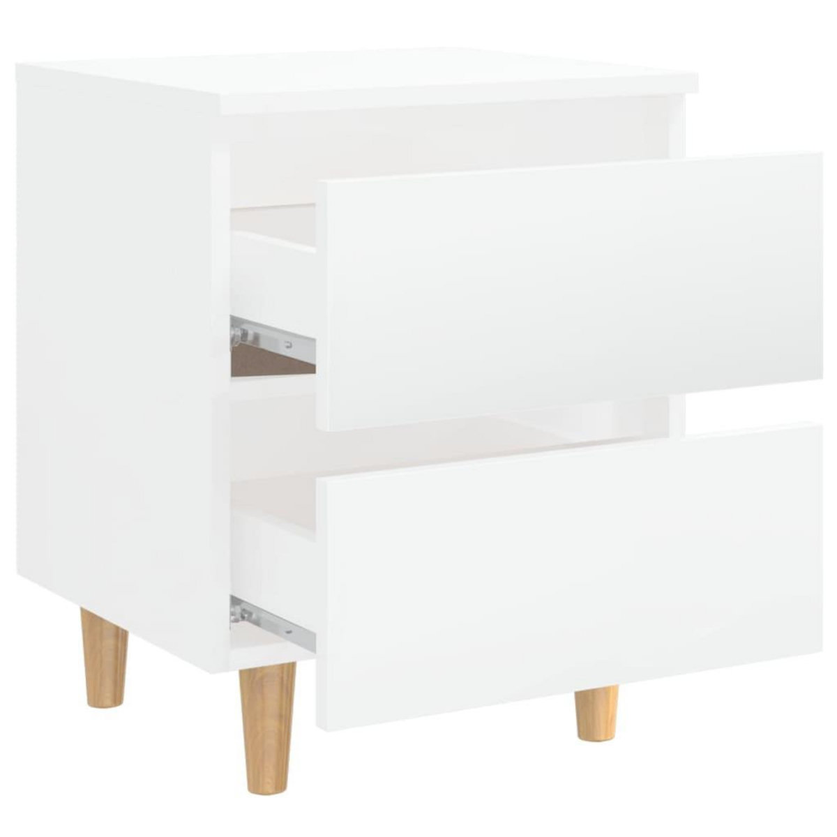 VIDAXL Table de chevet avec pieds en pin Blanc brillant 40x35x50 cm