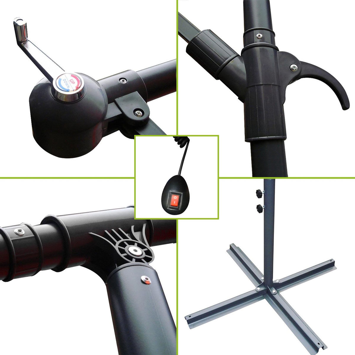 CONCEPT USINE Solenzara Bulle écru : parasol LED déporté 3x3m SOLENZARA