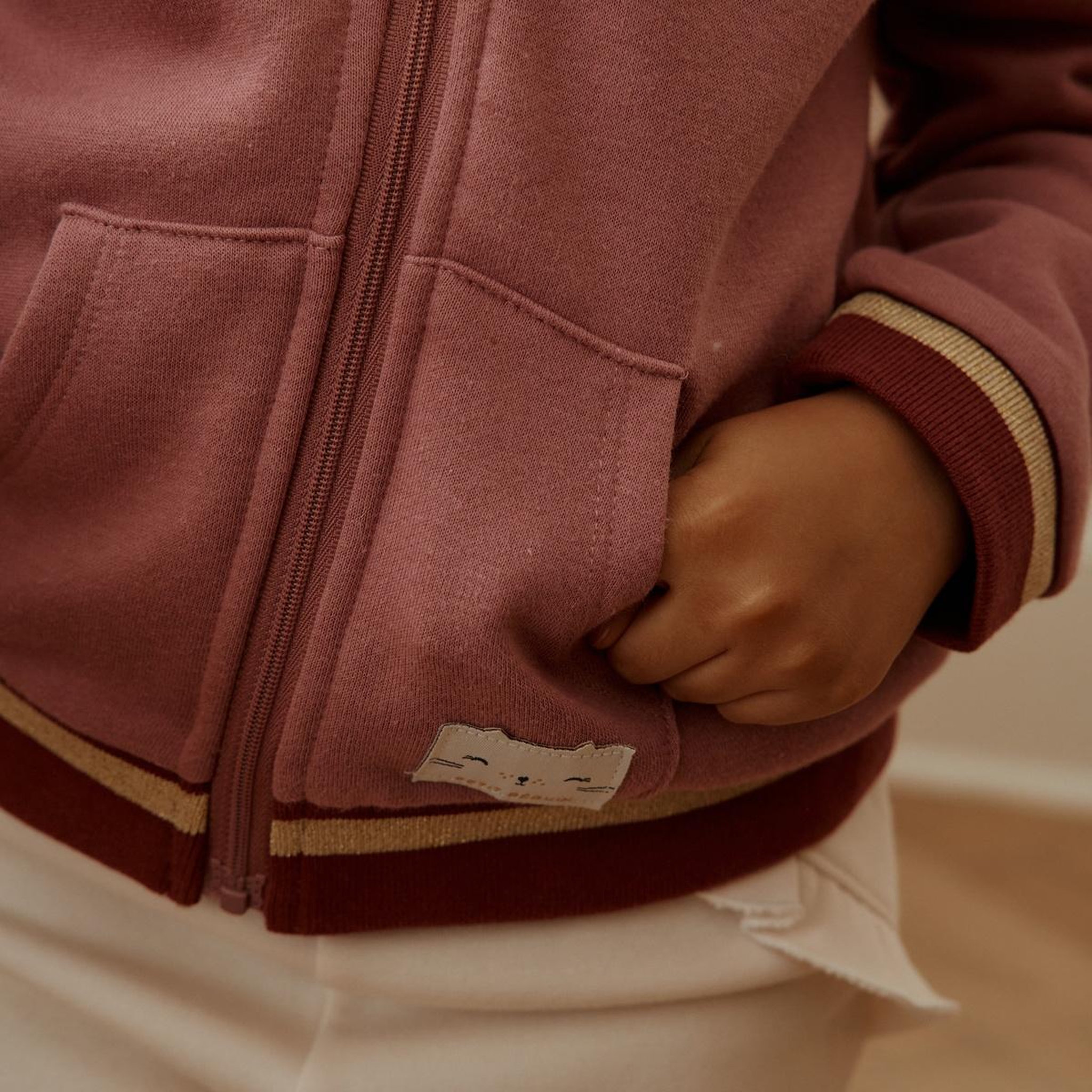 Voir la diapositive 6 : Petit Béguin Sweat à capuche zippé enfant en molleton Matcha