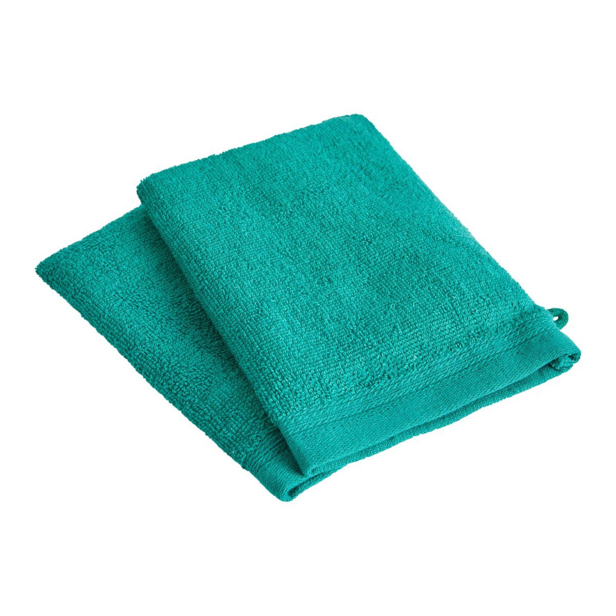 ACTUEL Lot de 2 gants de toilette unis en coton bouclé 360 gr/m2