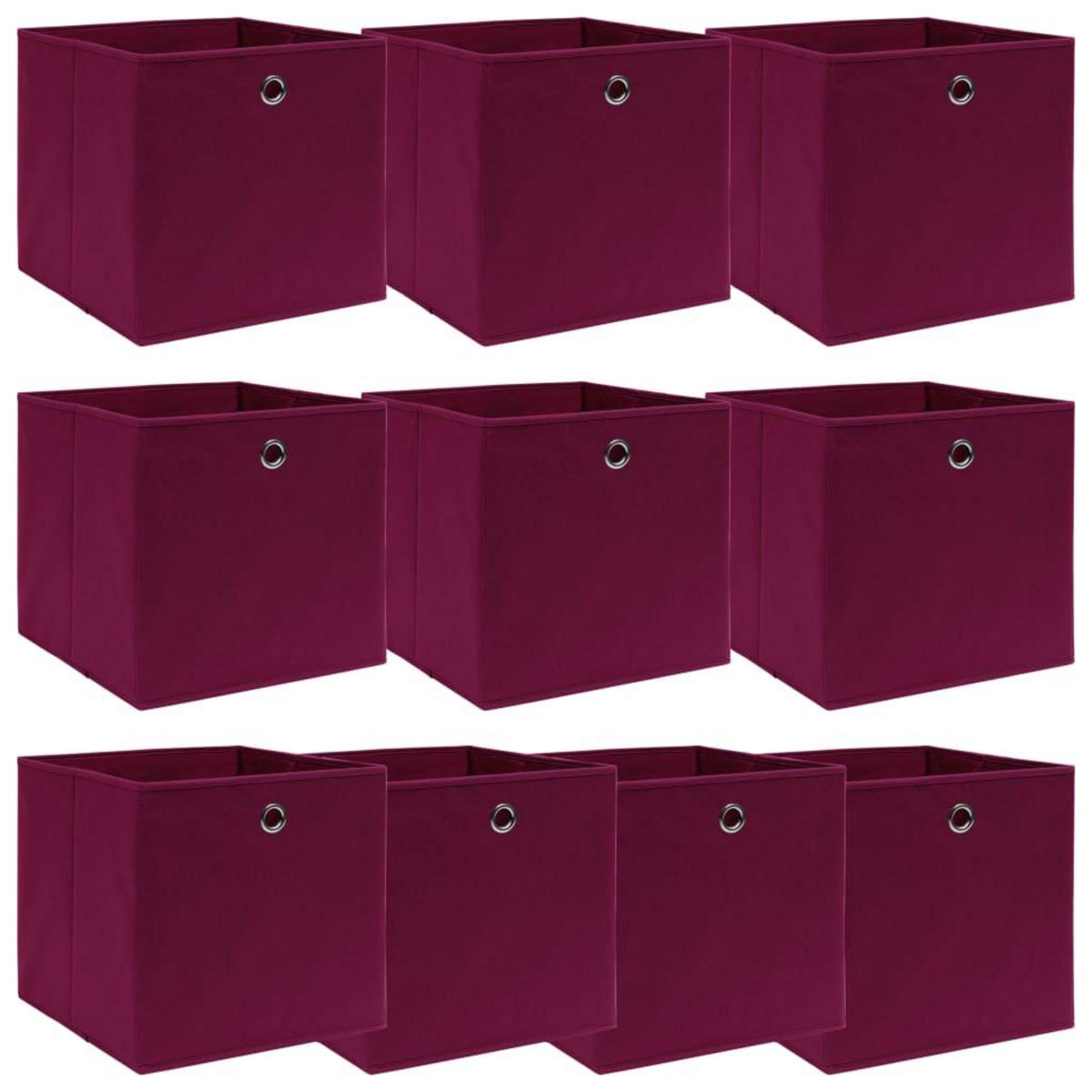 VIDAXL Boîtes de rangement 10 pcs Rouge fonce 32x32x32 cm Tissu