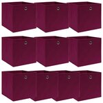 VIDAXL Boîtes de rangement 10 pcs Rouge fonce 32x32x32 cm Tissu