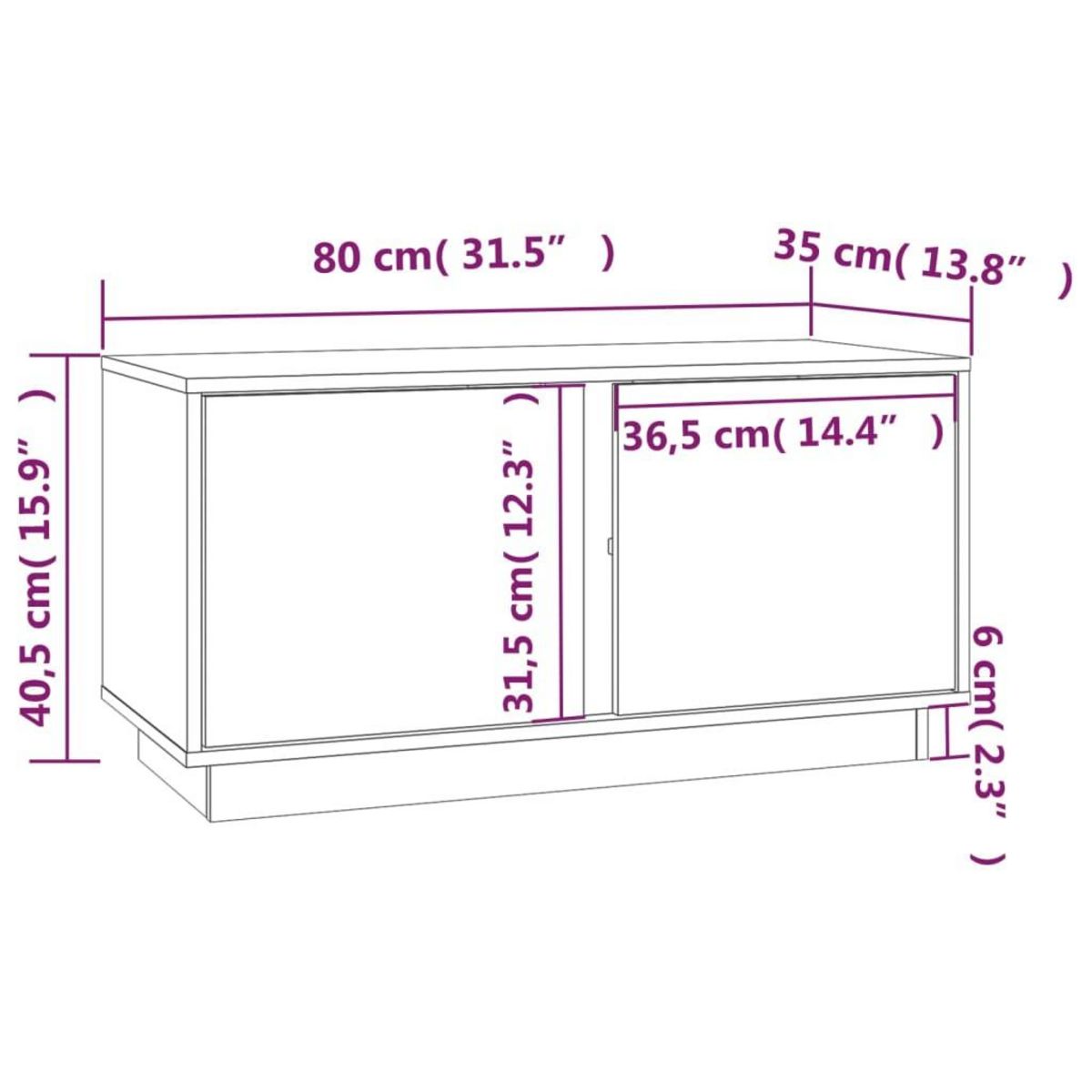 VIDAXL Meuble TV 80x35x40,5 cm Bois de pin massif