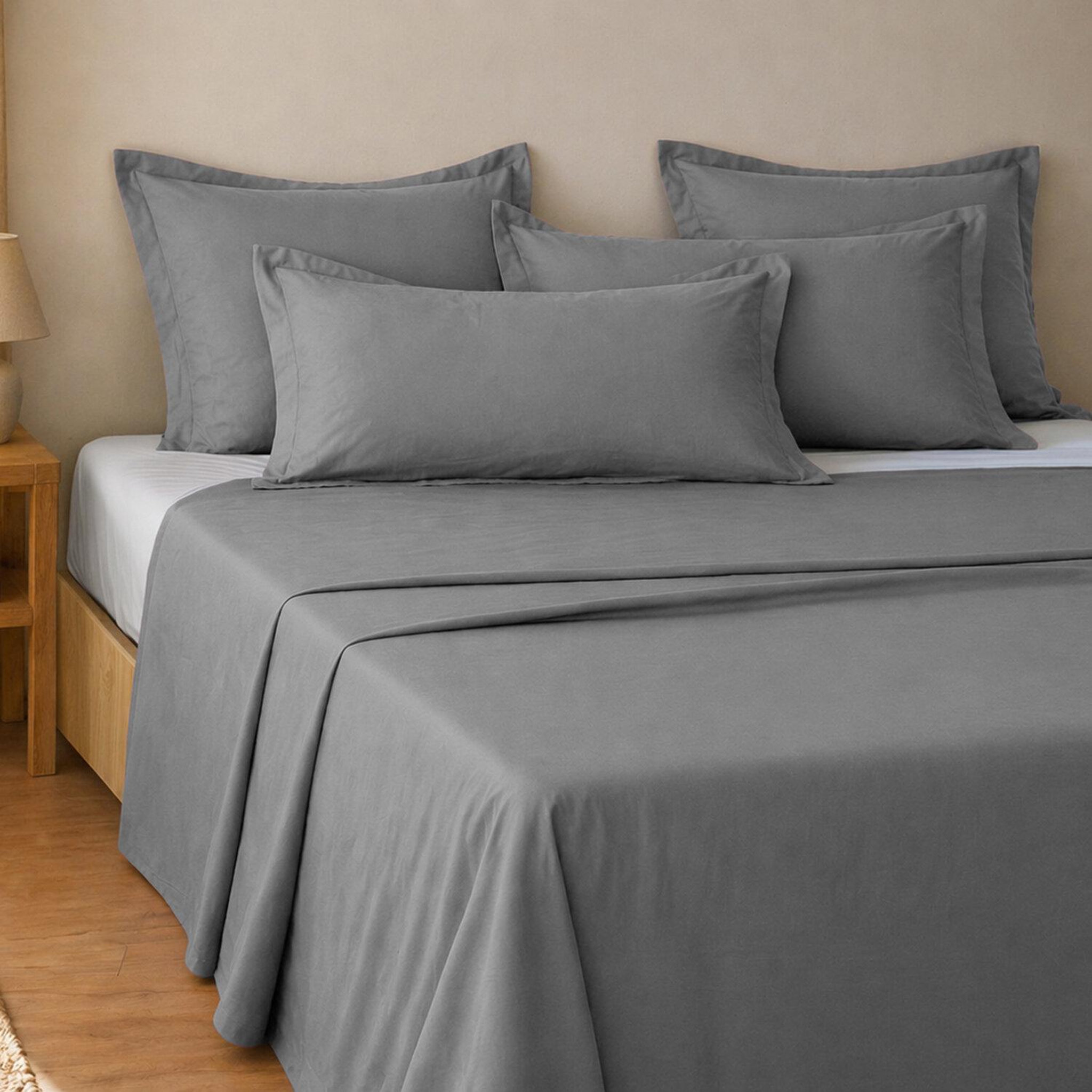 Voir la diapositive 1 : ATELIER DU COTON Parure de drap et drap housse coton 57fils unie