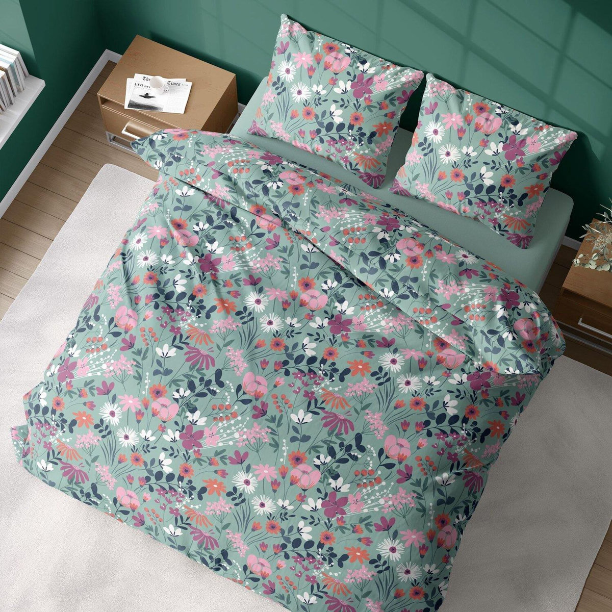 Home collection Parure housse de couette coton bio 57fils/cm-flore