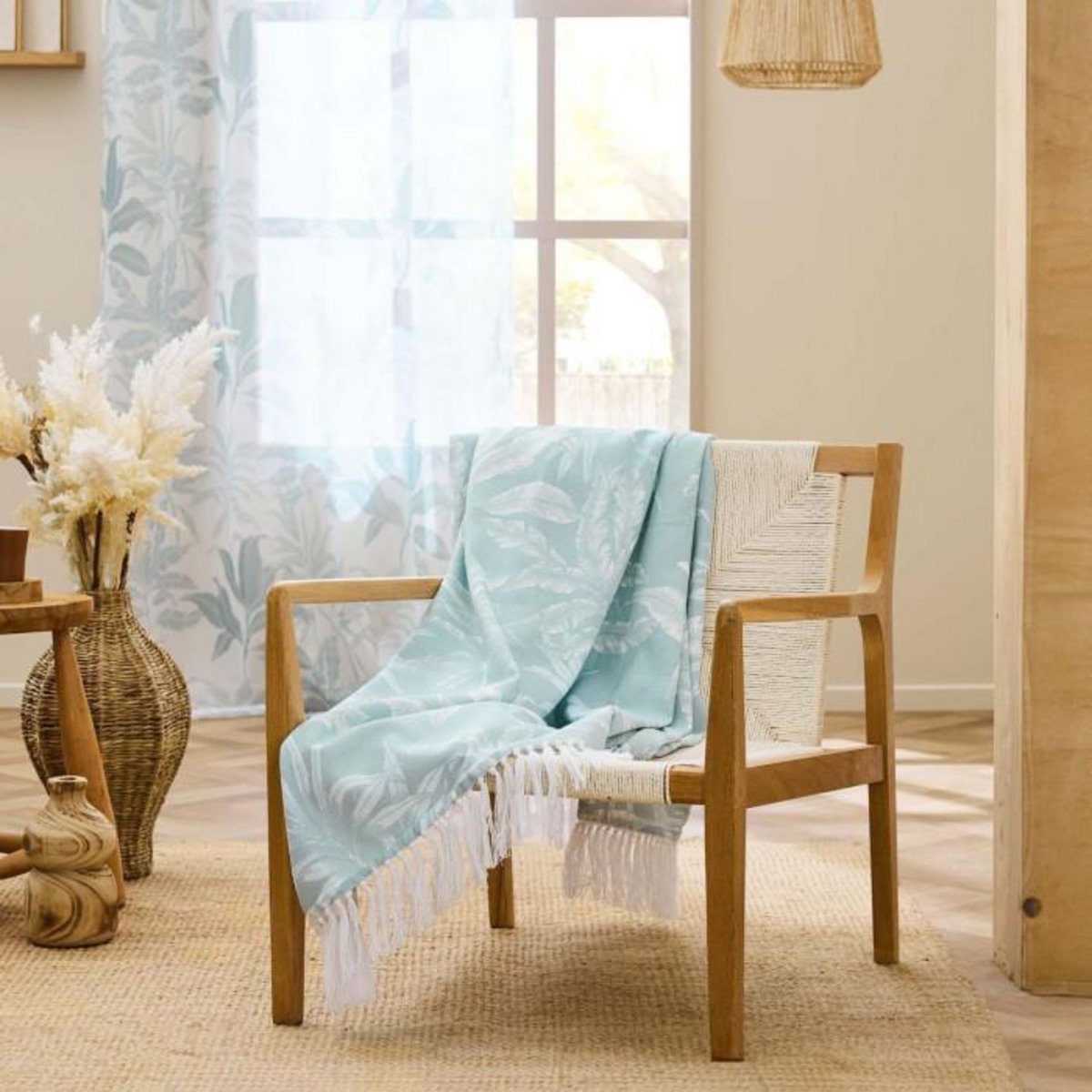 Paris Prix Plaid Imprimé à Franges  Hera  125x150cm Menthe