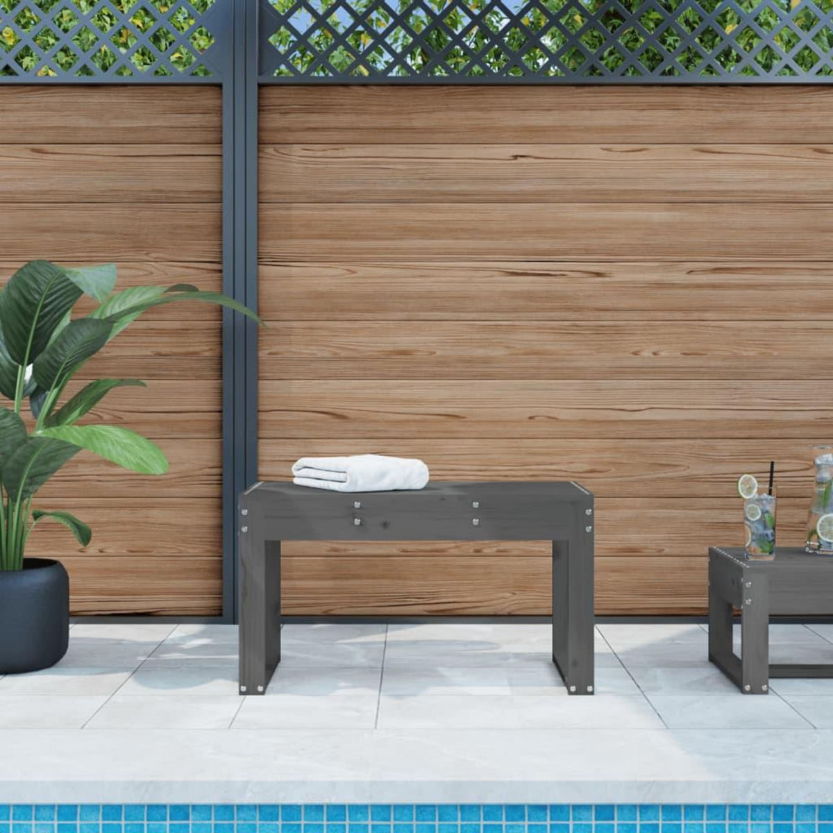 VIDAXL Banc de jardin gris 80x38x45 cm bois massif de pin