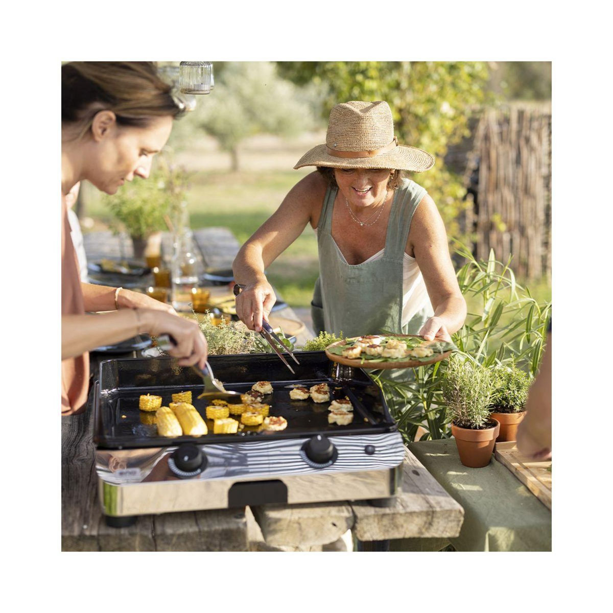 Eno Plancha gaz Fusion 60 Inox 2 brûleurs à poser, 57x39 cm