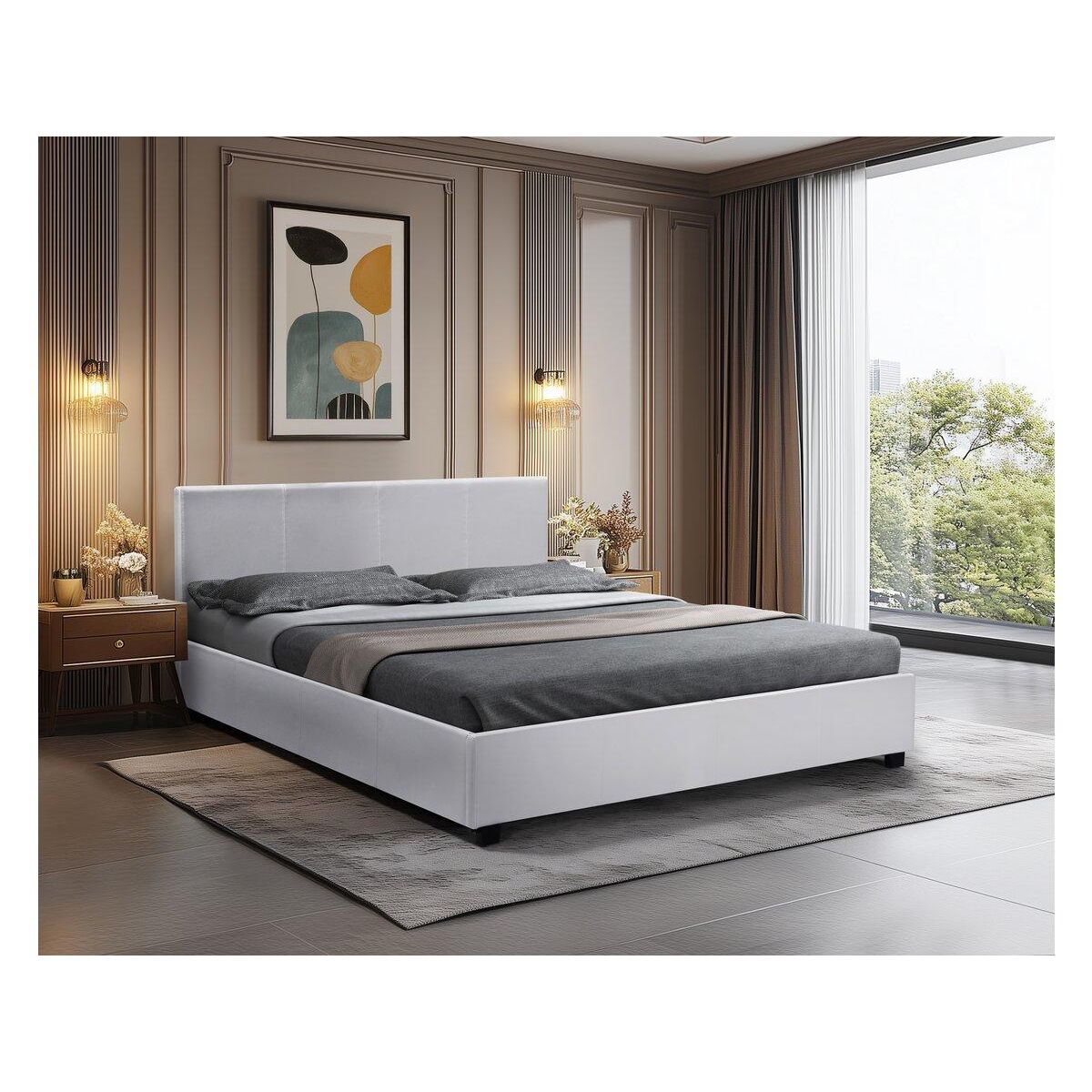 Habitat et Jardin Lit double avec coffre  Carla  - 160 x 200 cm - Blanc