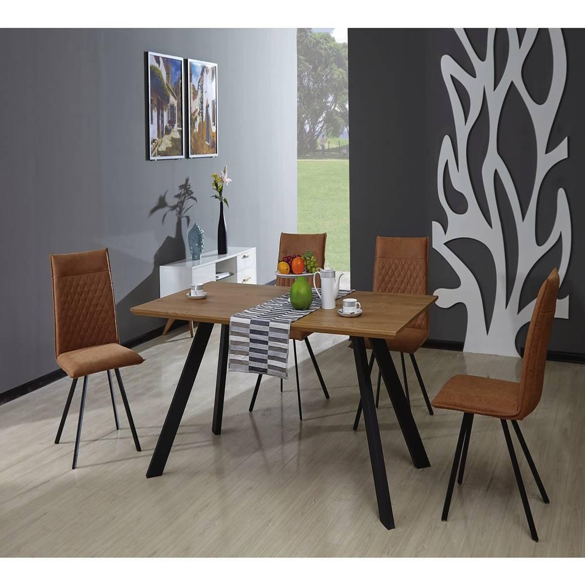 Voir la diapositive 2 : Habitat et Jardin Table repas  manhattan  chêne / noir - 160 x 90 x 75,5 cm