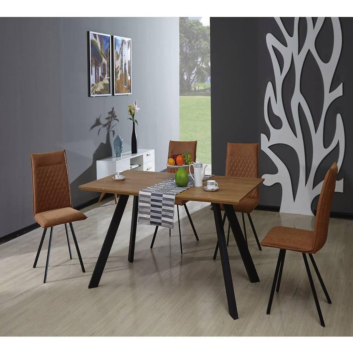 Habitat et Jardin Table repas  Manhattan  Chêne / Noir - 160 x 90 x 75,5 cm
