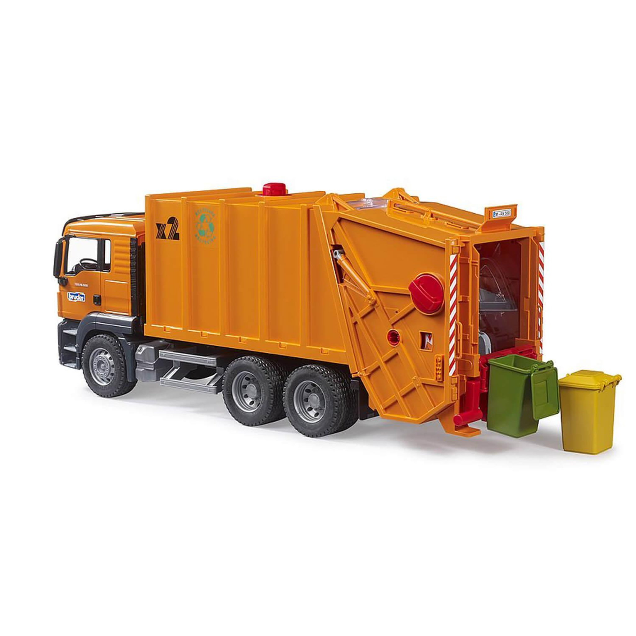Voir la diapositive 3 : Bruder Benne à ordures MAN TGS (orange)