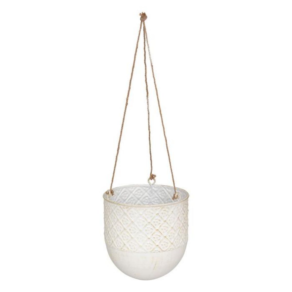 ATMOSPHERA Lot de 2 Cache-Pots à Suspendre en Métal  Tino  40cm Blanc