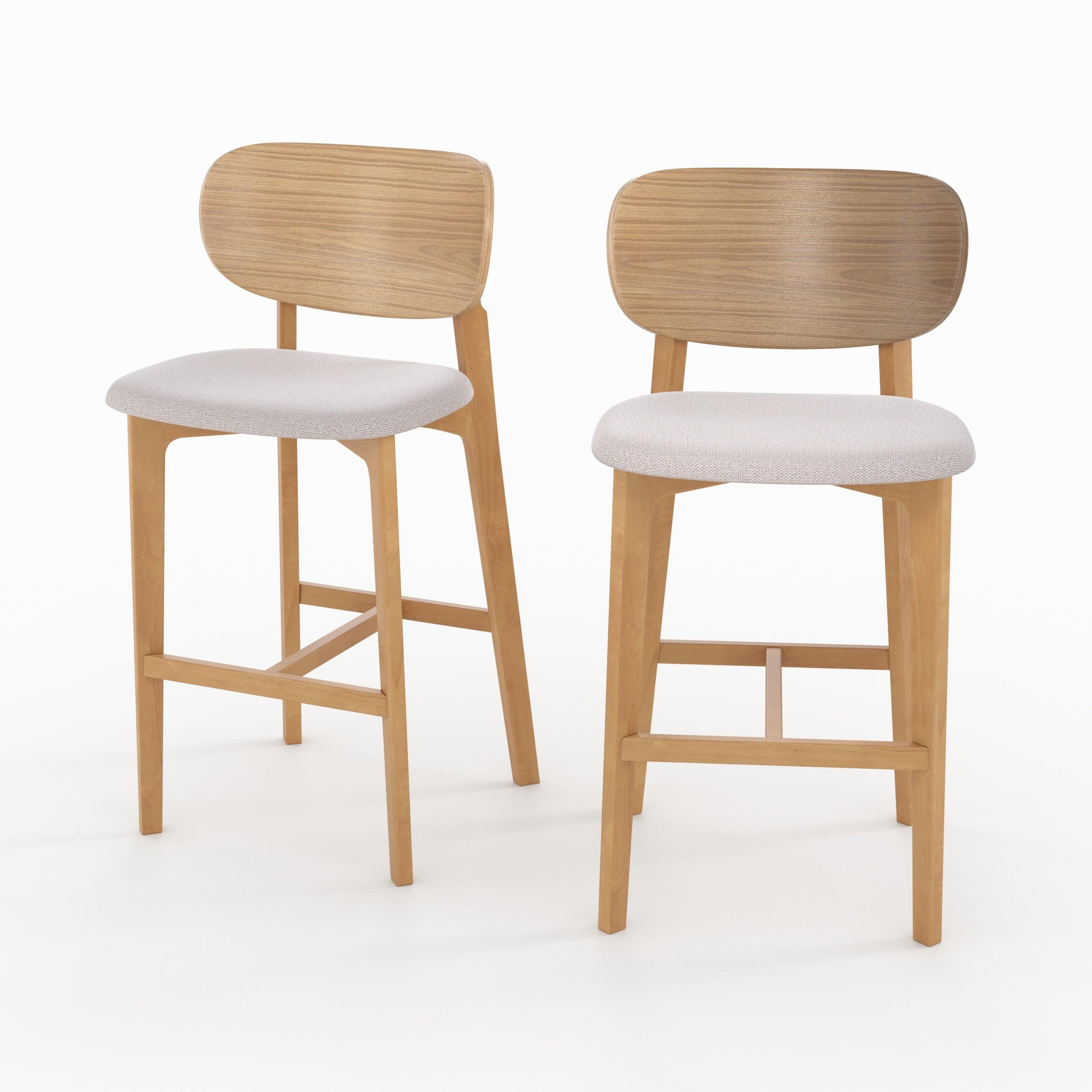 MAISON PAVANE Lot de 2 chaises pour îlot central 66 cm en bois et tissu beige-aria