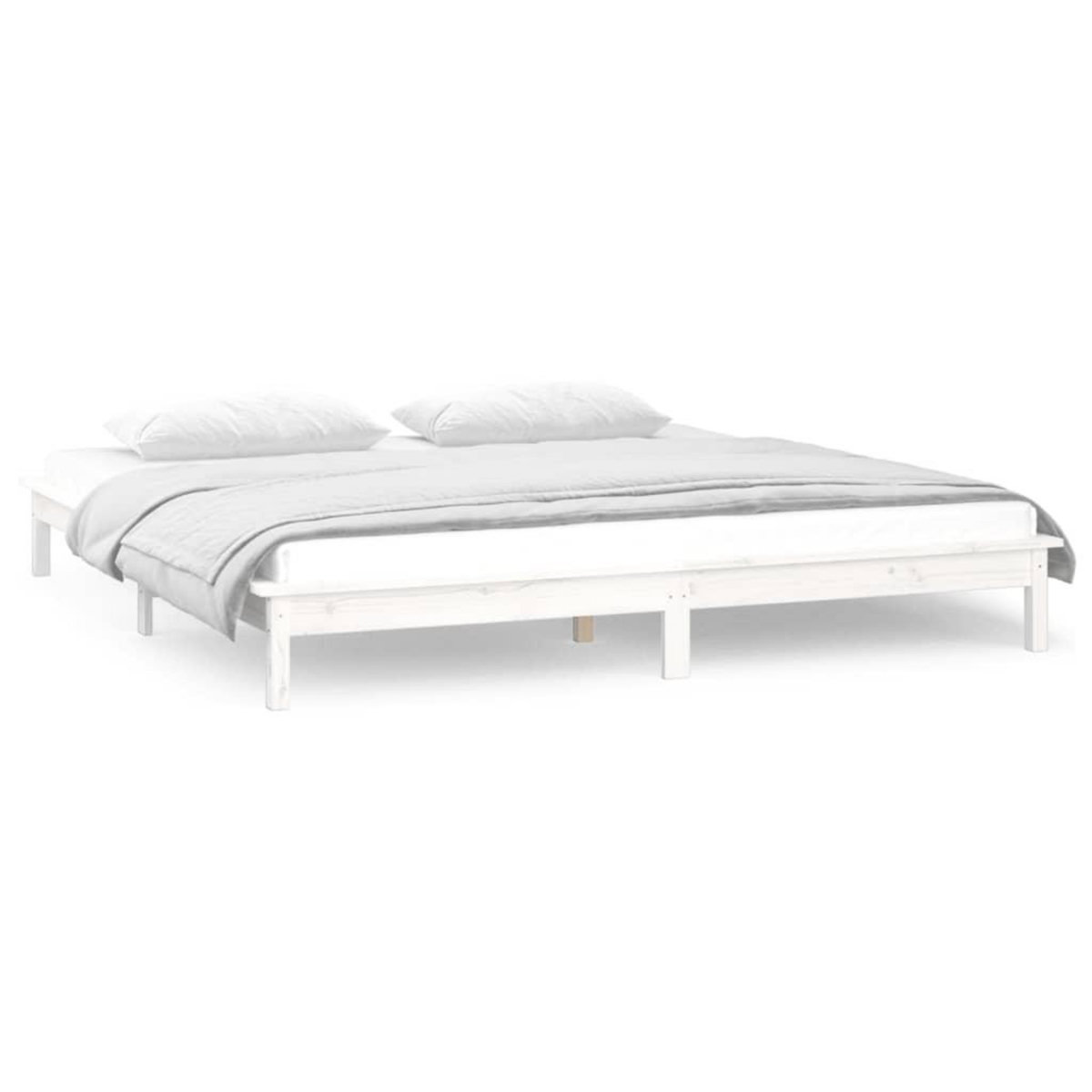VIDAXL Cadre de lit a LED sans matelas blanc 120x200 cm bois massif
