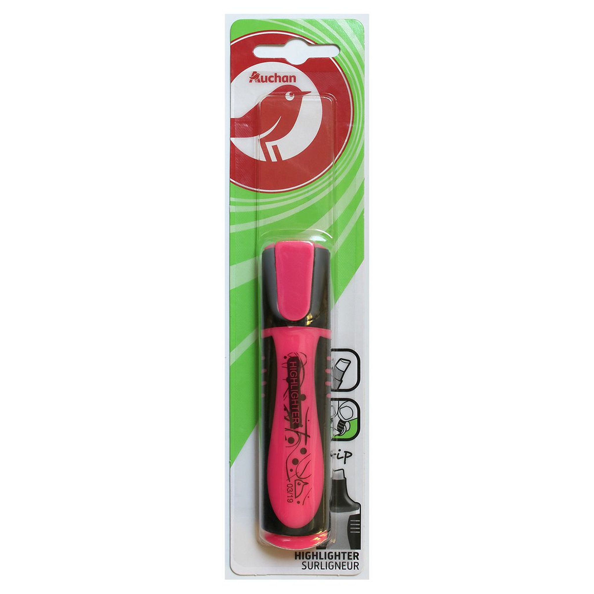 AUCHAN Surligneur plat rose