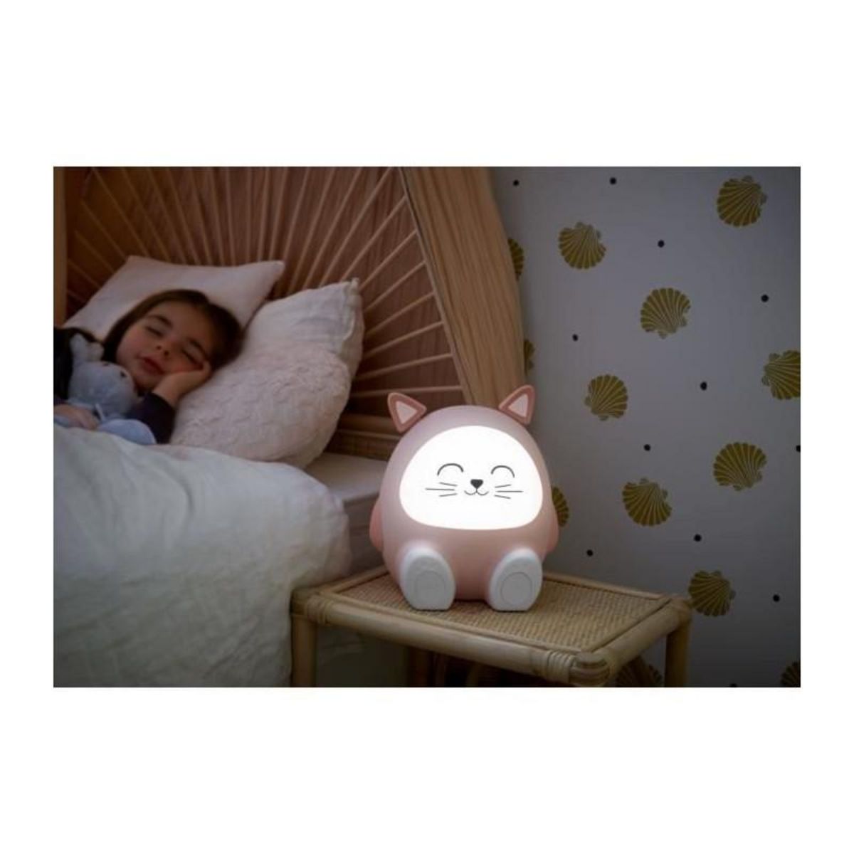 BIGBEN INTERACTIVE Enceinte lumineuse & veilleuse - BIGBEN - Chat - Bluetooth 5.0, 15W, Veilleuse réglable, Minuterie, Batterie USB-C