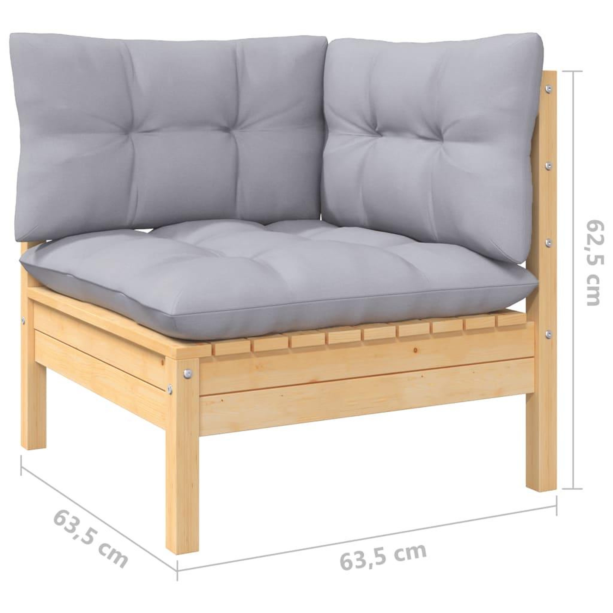 Voir la diapositive 6 : VIDAXL Canape d'angle de jardin avec coussins gris Bois de pin massif