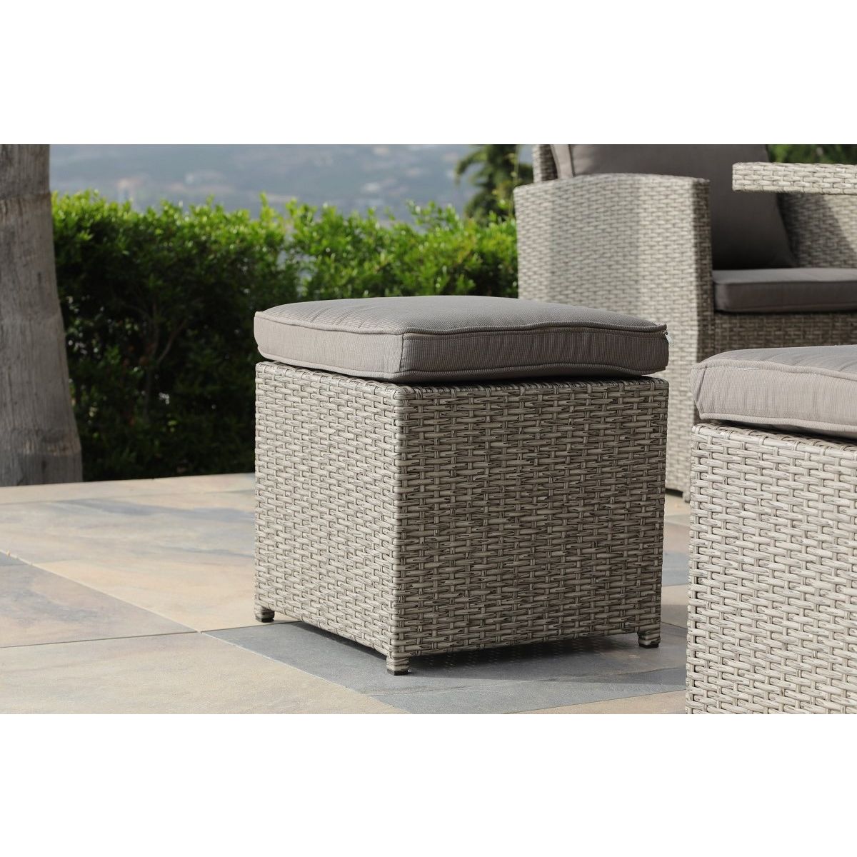 Salon de jardin 5 personnes gris SAULE