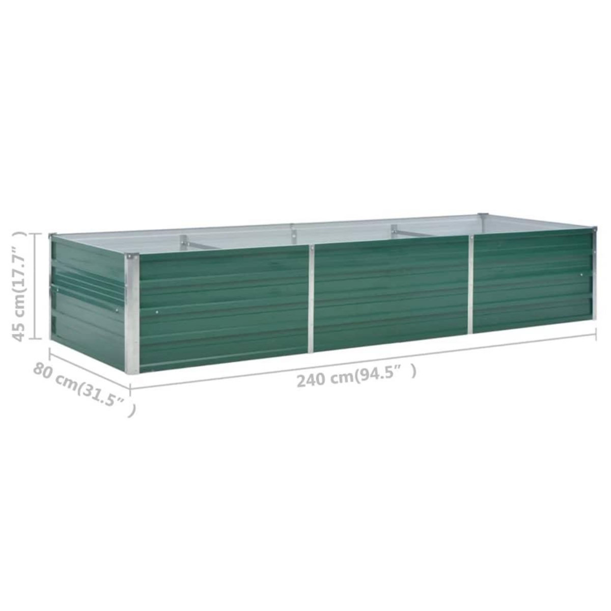VIDAXL Lit sureleve de jardin Acier galvanise 240x80x45 cm Vert