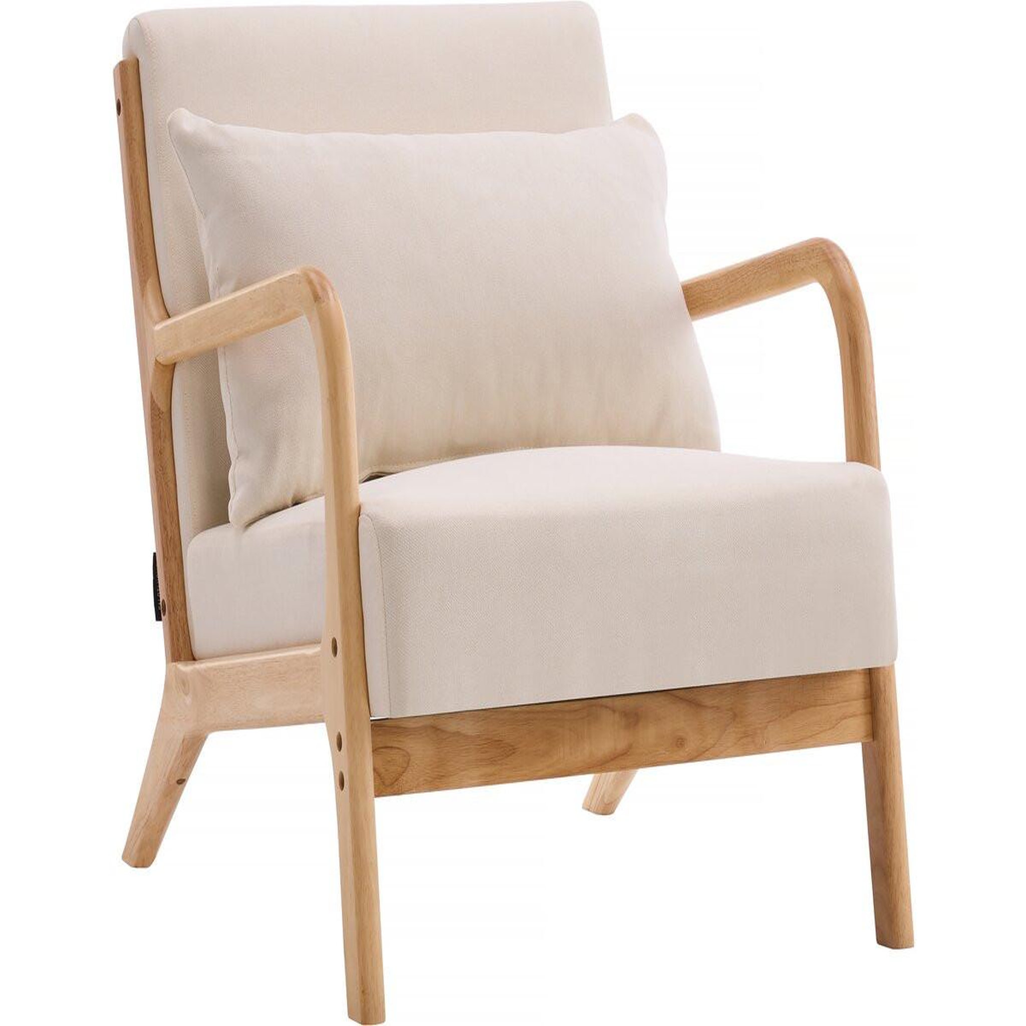 Habitat et Jardin Fauteuil  clinton  en bois style scandinave - lin - beige