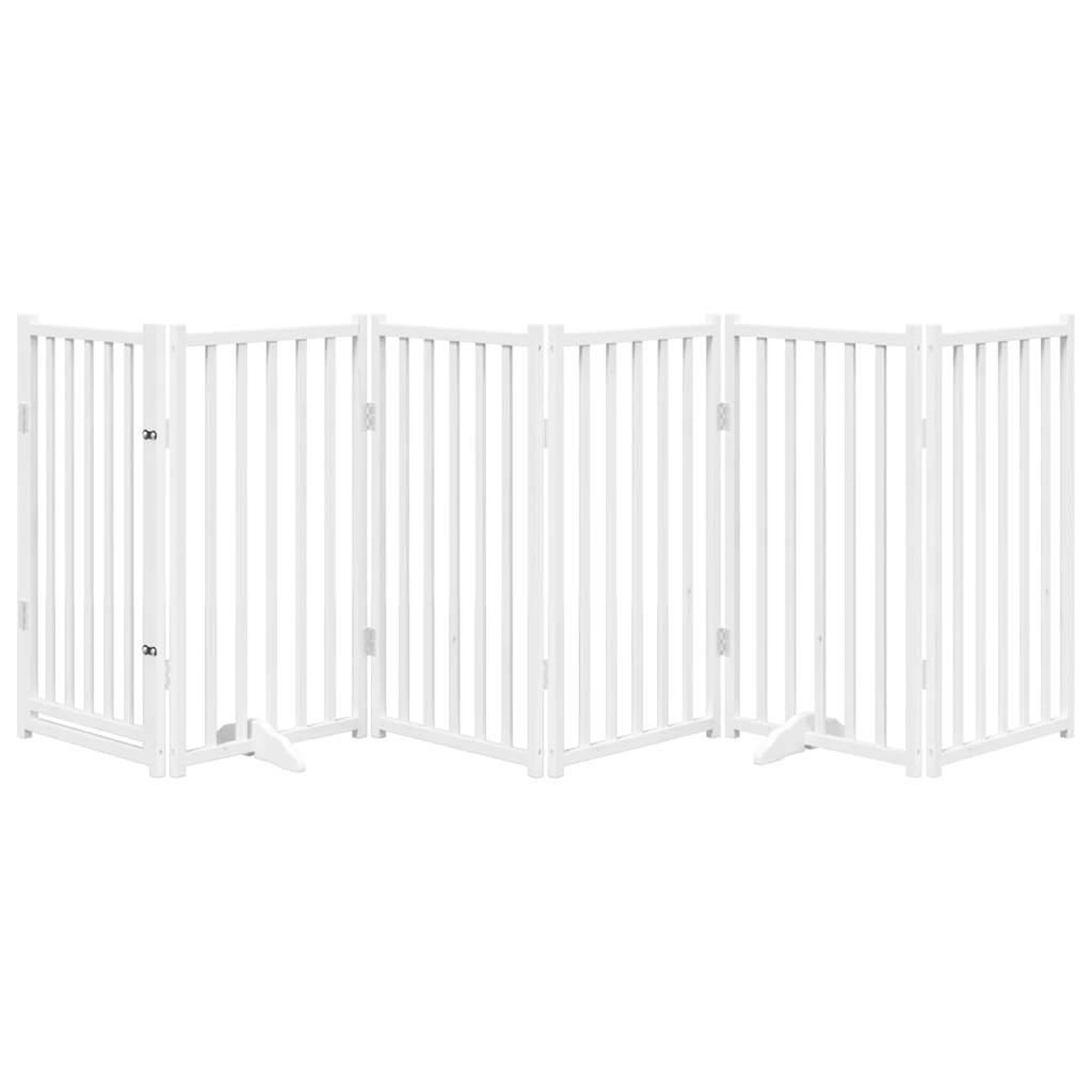 Voir la diapositive 3 : VIDAXL Barriere pour chiens avec porte 6 panneaux bois de sapin massif