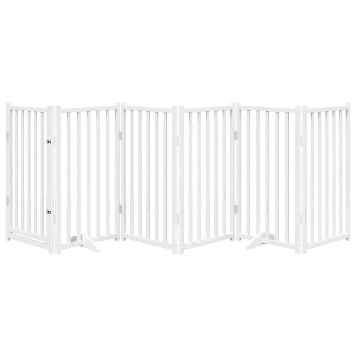 VIDAXL Barriere pour chiens avec porte 6 panneaux bois de sapin massif