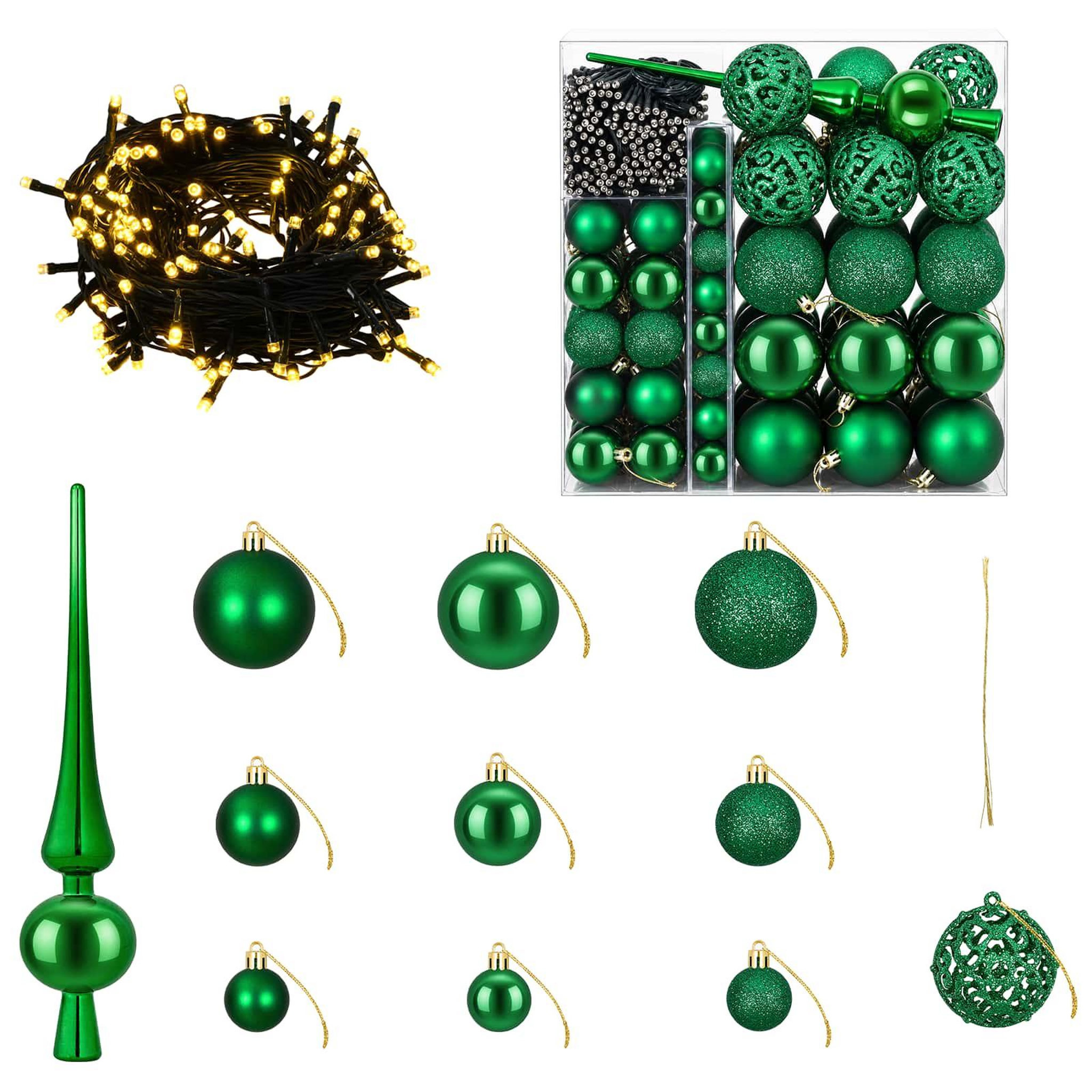 VIDAXL Ensemble de Boules de Noël 120 pc Vert Diam. 6 cm Plastique