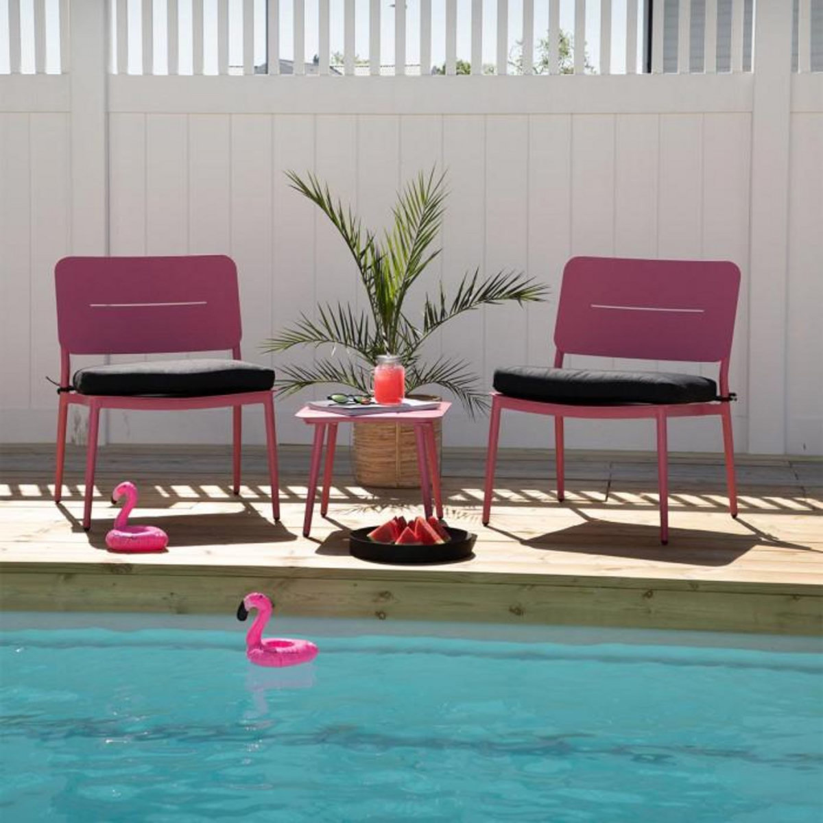 Paris Prix Table d'Appoint de Jardin Carrée  Lina  40cm Rose