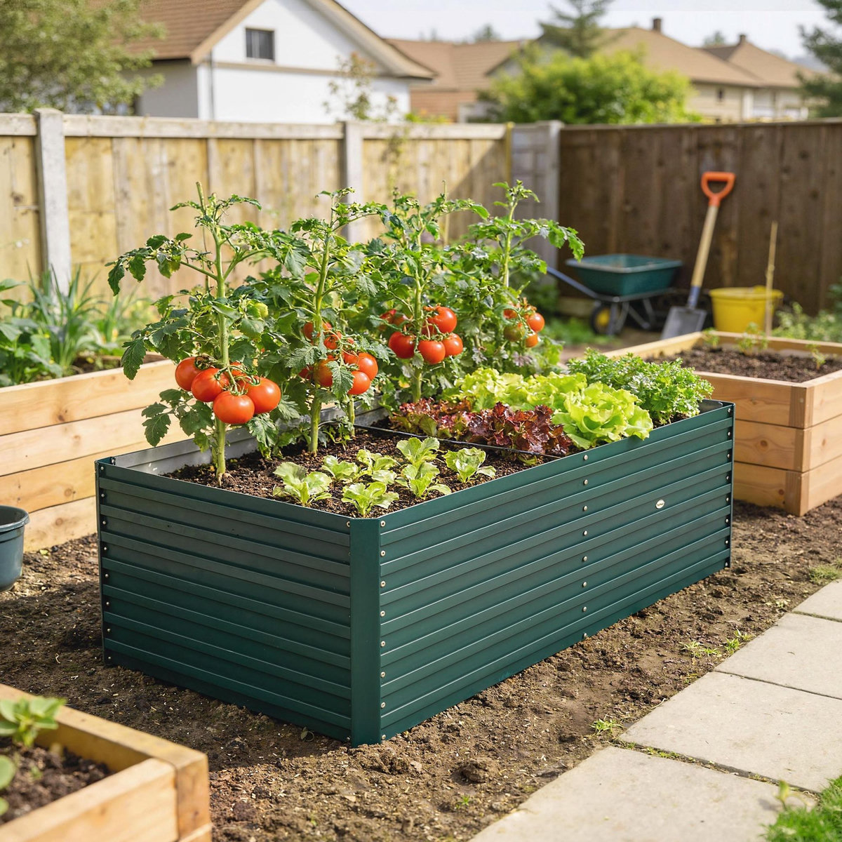 OUTSUNNY Carré potager jardinière dim. 160L x 80l x 60H cm tôle d'acier ondulée vert