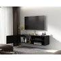 Voir la diapositive 2 : BEST MOBILIER Savanna - meuble tv suspendu - effet bois et noir - 2 niches et 1 porte - 150 cm