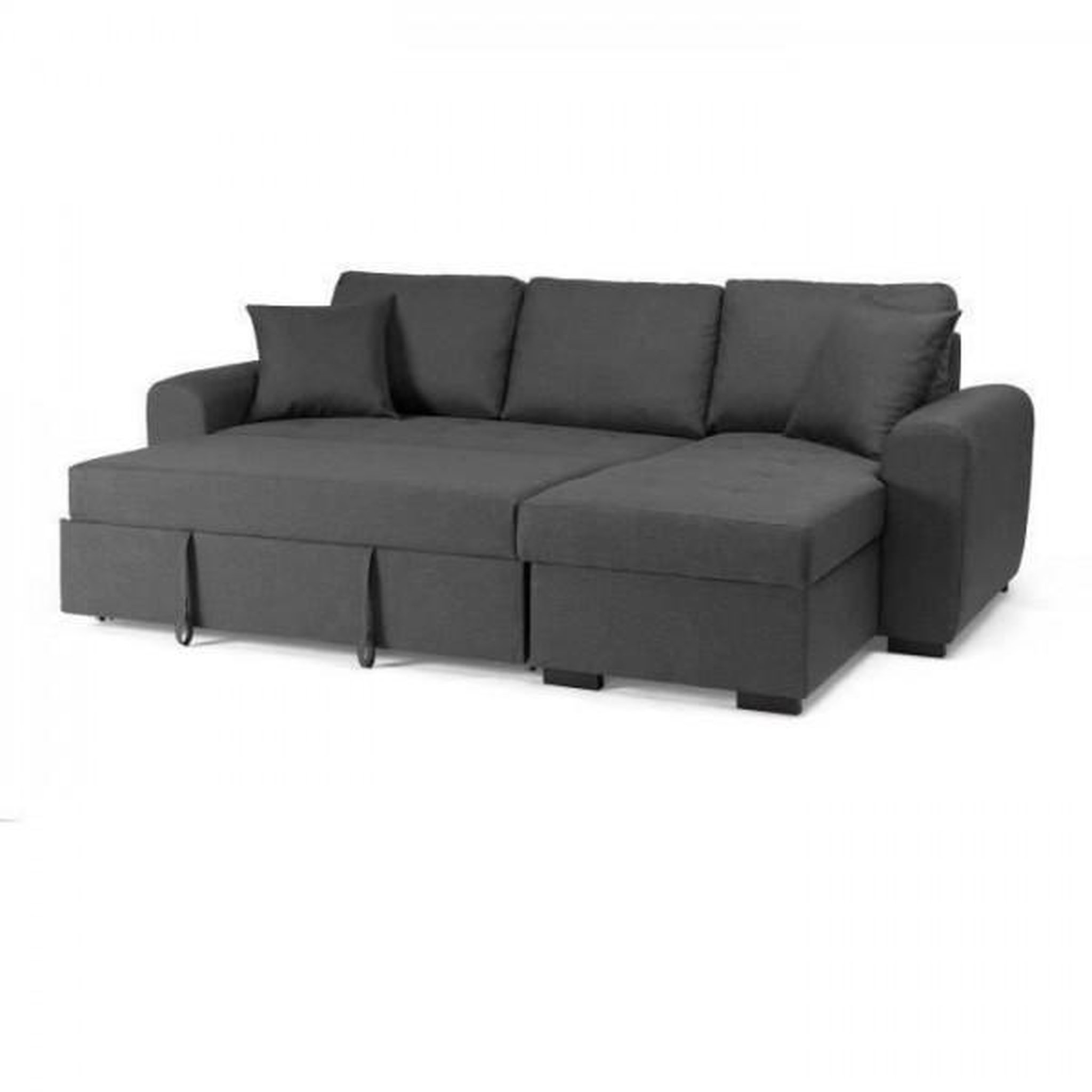 Voir la diapositive 3 : MARKET24 Canapé d'angle convertible réversible 4 places - Tissu gris - L 244 x P 151 x H 90 - HAMILTON - Fabriqué en Ukraine