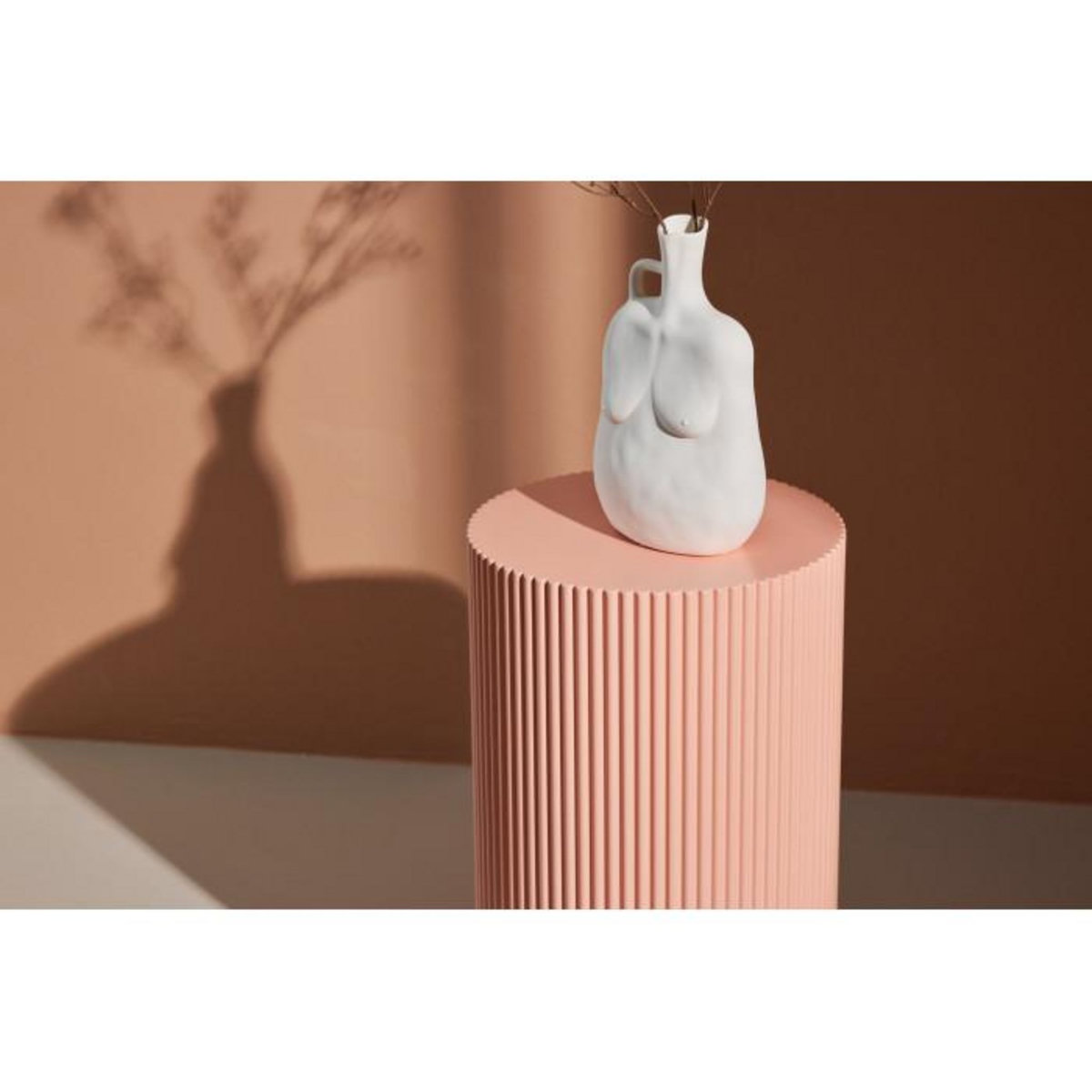 Paris Prix Table d'Appoint Nervurée  Lenox  50cm Pêche