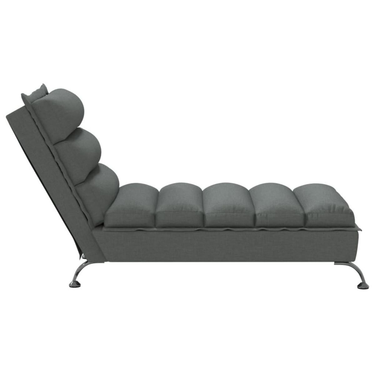 VIDAXL Chaise longue avec coussins gris fonce tissu