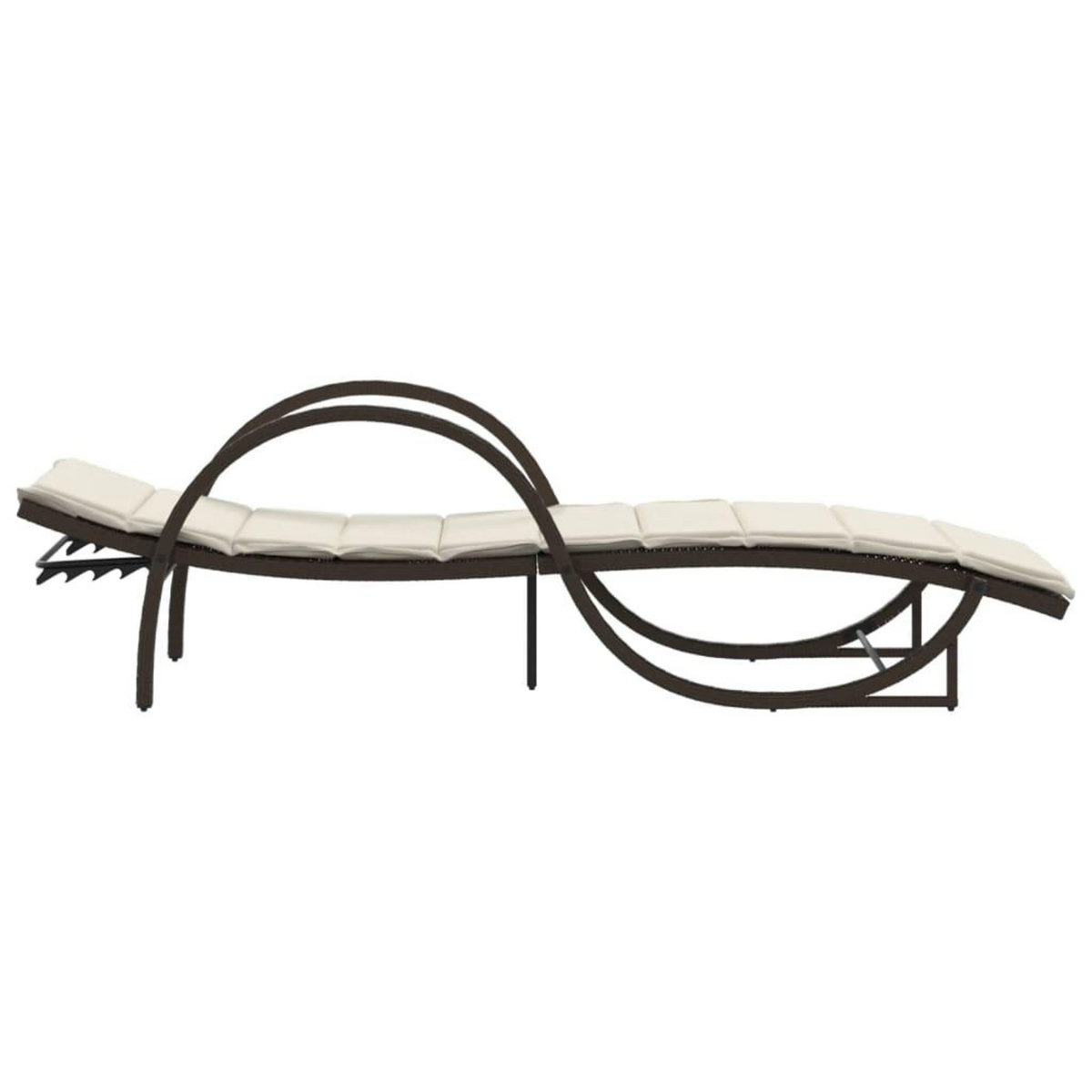VIDAXL Chaise longue avec coussin marron 60x199x42 cm resine tressee