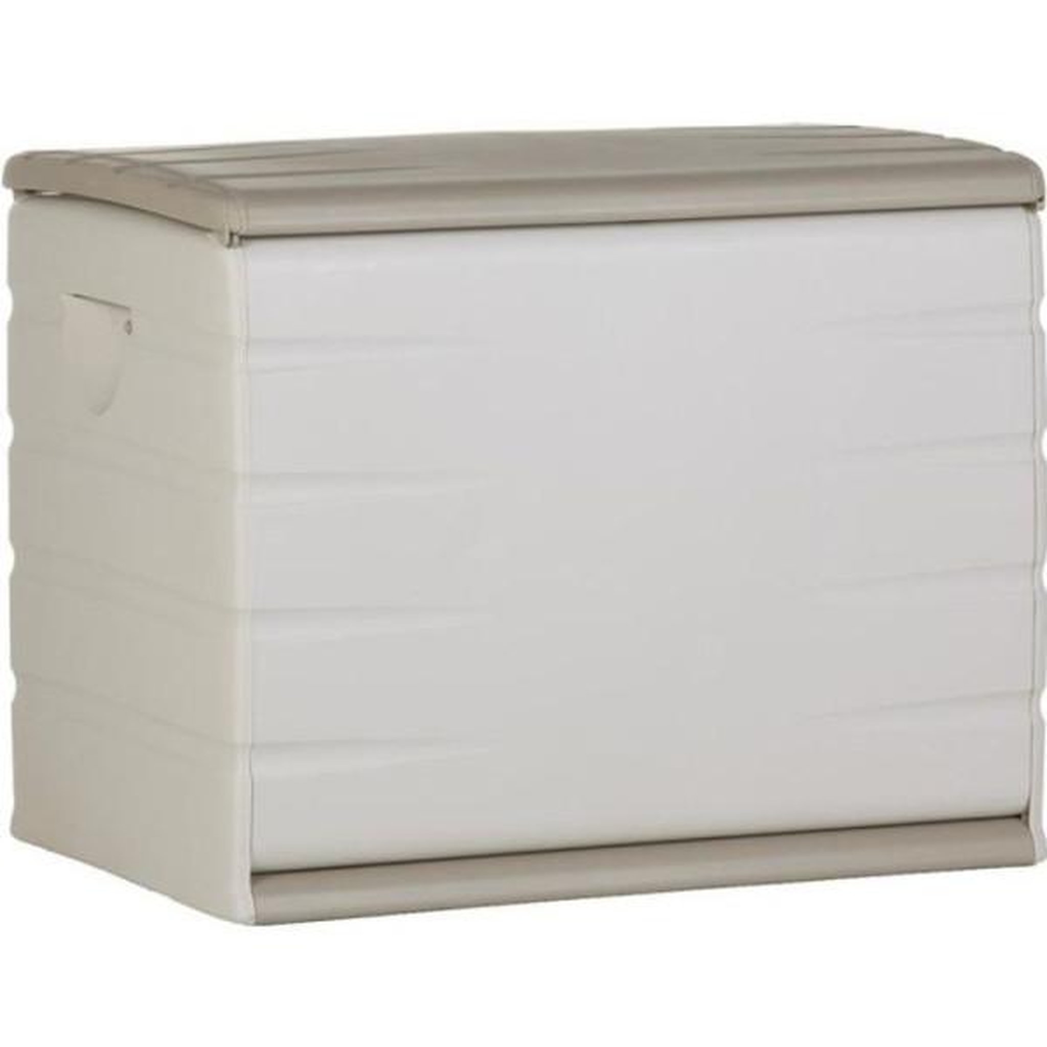 PLASTIKEN PLASTIKEN Coffre 260L Intérieur/Extérieur Fonctionnel et Esthétique Cadenassable avec Roulettes Beige