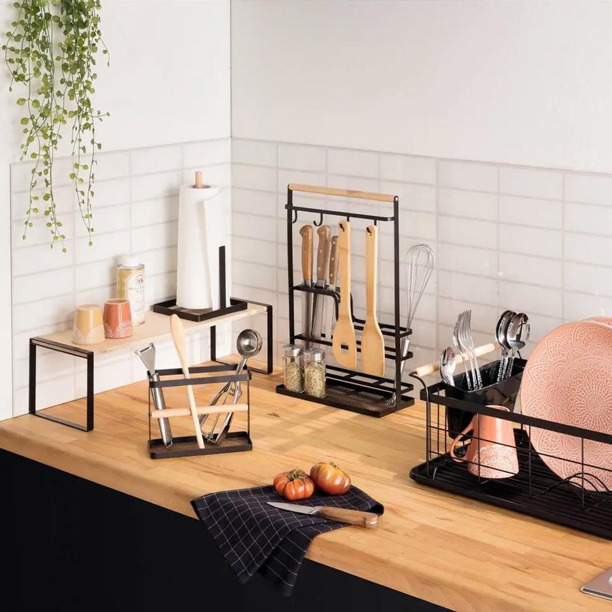 FIVE Étagère de Cuisine  Blackwood  50cm Noir & Naturel