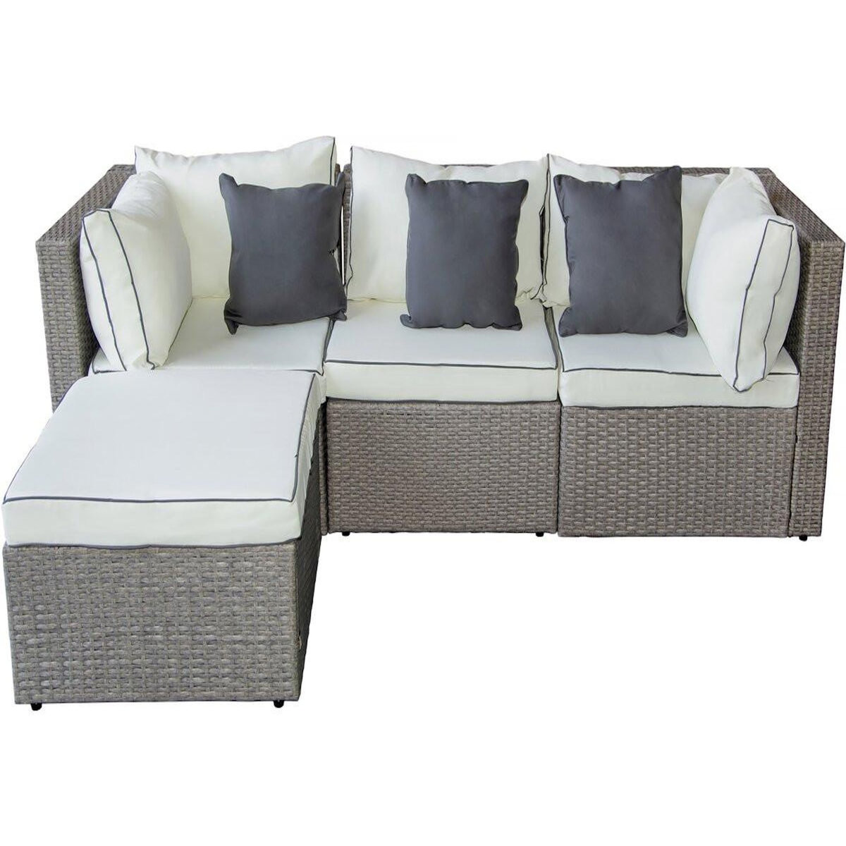 Habitat et Jardin Salon de jardin bas en résine tressée  Kuba  - 3 places - Gris