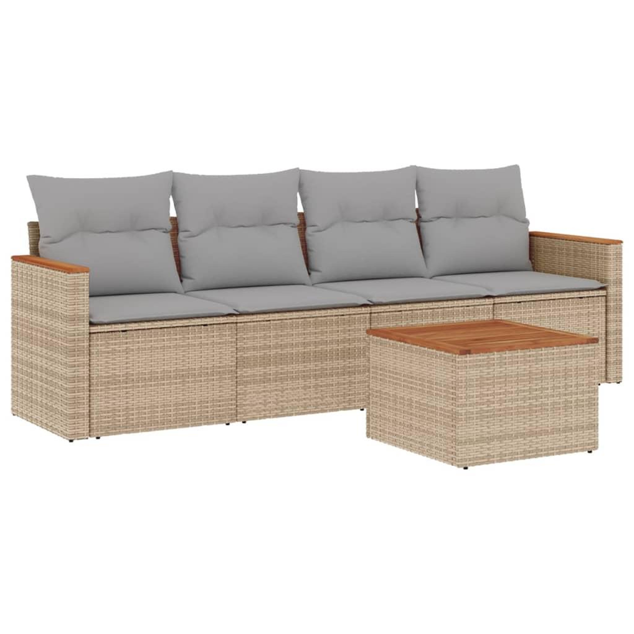 Voir la diapositive 2 : VIDAXL Salon de jardin avec coussins 5pcs melange beige resine tressee