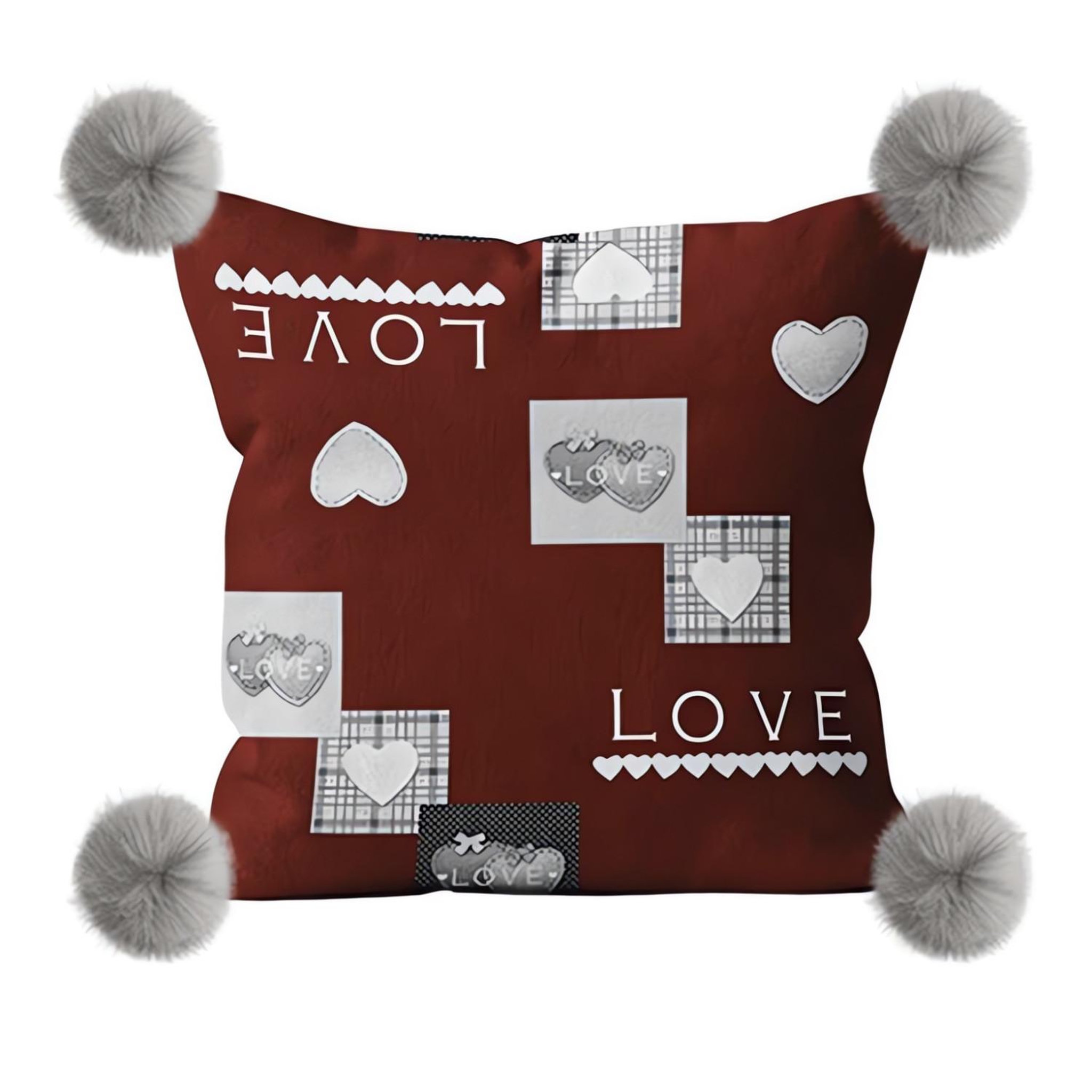 SOLEIL D'OCRE Coussin en polaire microfibre 45x45 cm love rouge, par soleil d'ocre