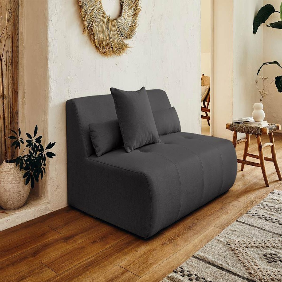 LISA DESIGN Onyx - canapé modulable d'angle gauche 5 places - en tissu