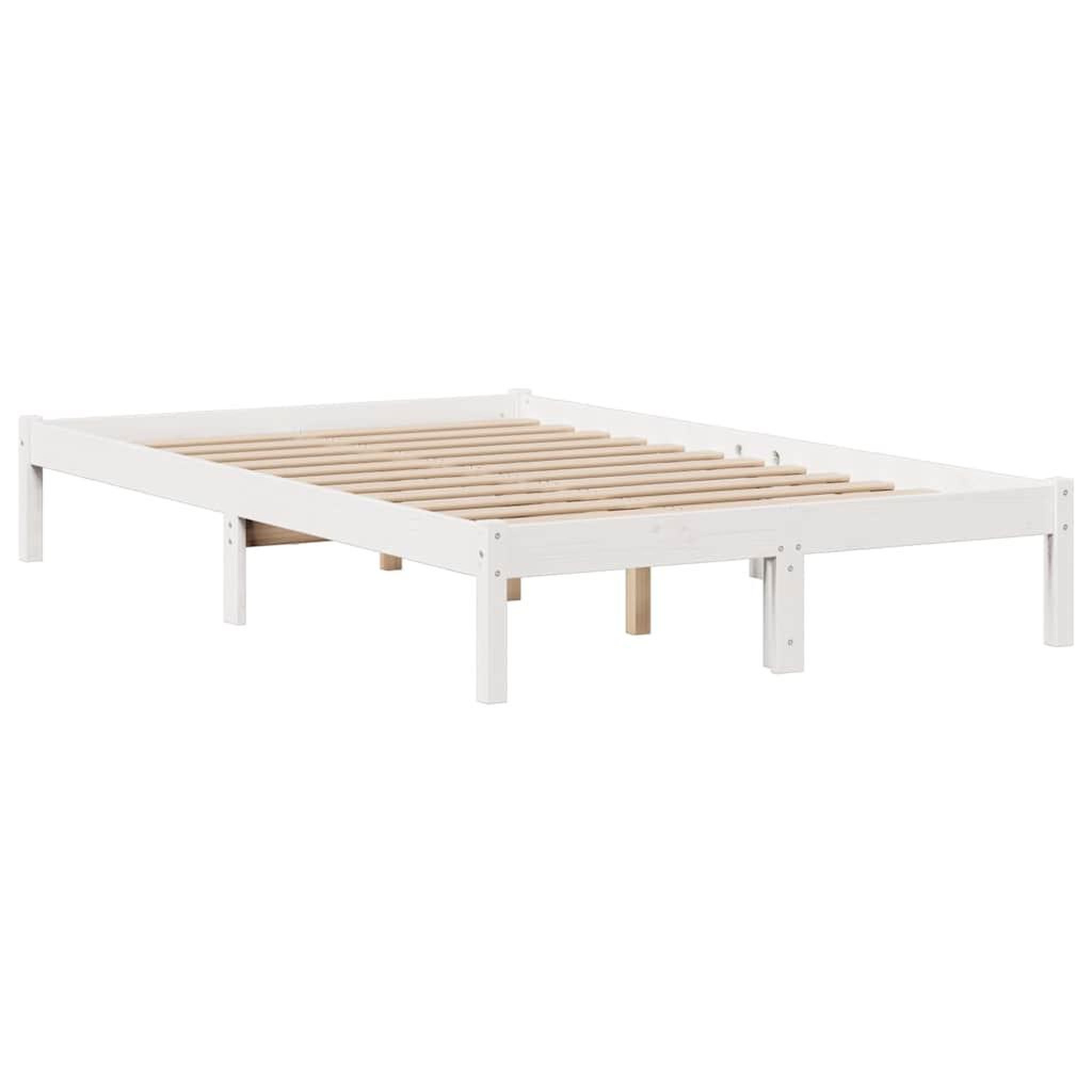 Voir la diapositive 5 : VIDAXL Lit bibliotheque sans matelas blanc 135x190 cm bois pin massif