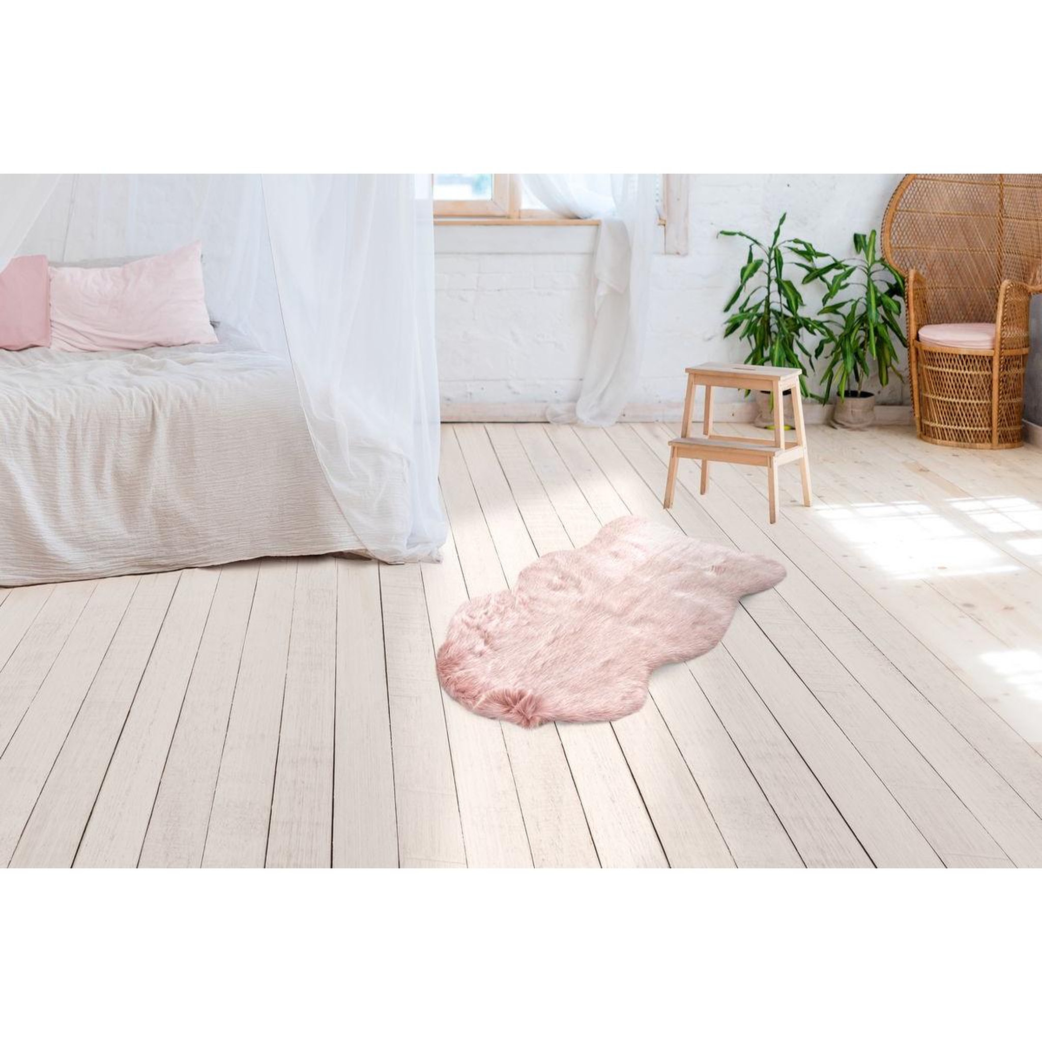 Voir la diapositive 2 : Paris Prix Tapis Arrondi Imitation Fourrure  Tender  Rose