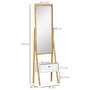 Voir la diapositive 3 : HOMCOM Miroir sur pied avec rangement tiroir en bambou et MDF - dim. 45L x 30l x 160H cm - blanc et naturel