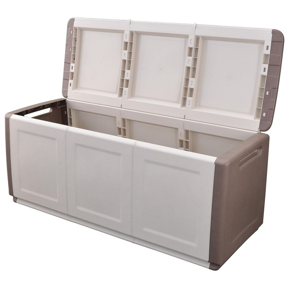 INTEC Coffre de rangement 330L Beige/Taupe 138 x 53 x H57cm Poignées de transport polypropylène INTEC